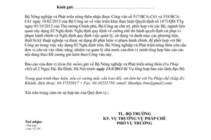 Công văn 1183/BNN-PC thực hiện Quyết định 1473/QĐ-TTg
