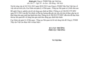 Công văn 132/GSQL-GQ2 kê khai hàng hóa quá cảnh theo mẫu tờ khai HQ/2012-QC