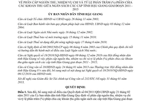 Quyết định 03/2013/QĐ-UBND sửa đổi Quyết định 04/2011/QĐ-UBND phân cấp nguồn thu