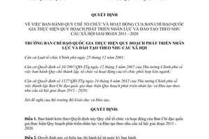 Quyết định 21/QĐ-BCĐQHNL năm 2013 Quy chế tổ chức hoạt động Ban Chỉ đạo quốc gia