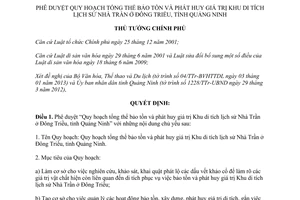 Quyết định 307/QĐ-TTg năm 2013 phê duyệt Quy hoạch tổng thể bảo tồn phát huy