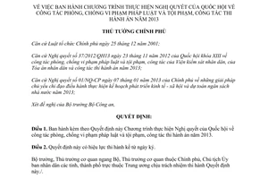 Quyết định 316/QĐ-TTg năm 2013 Chương trình thực hiện Nghị quyết phòng chống