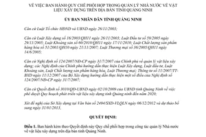 Quyết định 525/QĐ-UBND năm 2013 quản lý Nhà nước về vật liệu xây dựng Quảng Ninh