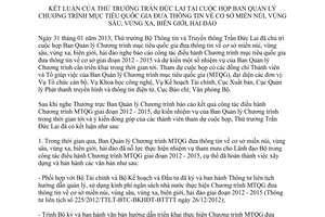 Thông báo 23/TB-BTTTT kết luận Thứ trưởng Trần Đức Lai tại cuộc họp Ban Quản lý