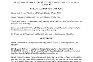 Quyết định 05/2013/QĐ-UBND Quy định tổ chức và hoạt động của Ban Lâm nghiệp xã