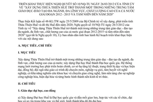 Kế hoạch 19/KH-UBND thực hiện 10-NQ/TU xây dựng Thừa Thiên Huế thành trung tâm giáo dục đào tạo đa ngành