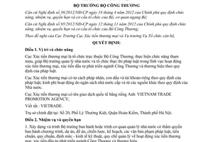 Quyết định 963/QĐ-BCT năm 2013 chức năng nhiệm vụ Cục Xúc tiến thương mại