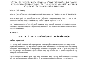 Quy định 165-QĐ/TW năm 2013 lấy phiếu tín nhiệm hằng năm với thành viên lãnh đạo