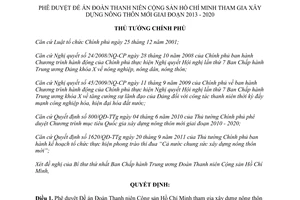 Quyết định 324/QĐ-TTg năm 2013 phê duyệt Đề án Đoàn Thanh niên Cộng sản HCM