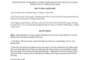 Quyết định 334/QĐ-TTg năm 2013 phê duyệt Đề án mở rộng và phát triển Khu di tích