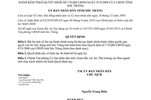 Quyết định 40/QĐ-UBND năm 2013 bãi bỏ thủ tục hành chính Sở Xây dựng tỉnh Sóc Trăng