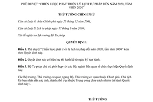 Quyết định 338/QĐ-TTg năm 2013 phê duyệt Chiến lược phát triển lý lịch tư pháp