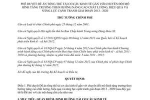 Quyết định 339/QĐ-TTg năm 2013 phê duyệt Đề án tổng thể tái cơ cấu kinh tế