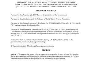 Decision No. 339/QD-TTg approving the overall scheme on restructuring economy