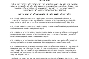 Quyết định 279/QĐ-BNN-HTQT năm 2013 phê duyệt dự án Xây dựng thử nghiệm nông lâm