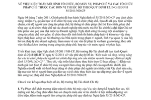 Chỉ thị 01/CT-BTC năm 2013 kiện toàn mô hình tổ chức, bộ máy vụ pháp chế