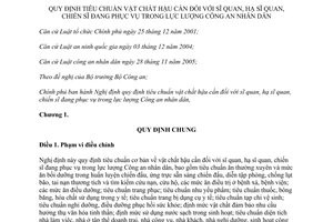 Nghị định 18/2013/NĐ-CP  tiêu chuẩn vật chất hậu cần đối với sĩ quan hạ sĩ quan