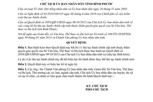 Quyết định 279/QĐ-UBND năm 2013 bãi bỏ thủ tục hành chính Sở Văn hóa Bình Phước