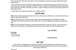 Quyết định 769/QĐ-CHK năm 2013 hệ thống hóa văn bản Cục Hàng không