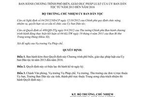 Quyết định 60/QĐ-UBDT năm 2013 Chương trình phổ biến giáo dục pháp luật