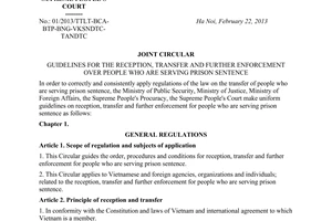 Joint circular No. 01/2013/TTLT-BCA-BTP-BNG-VKSNDTC-TANDTC