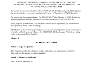 Circular No.10/2013/TT-BCA detailing implementation No. 90/2010/ND-CP