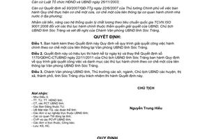 Quyết định 105/QĐHC-CTUBND 2013 giải quyết công việc hành chính Sóc Trăng