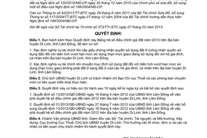 Quyết định 11/2013/QĐ-UBND Bảng hệ số điều chỉnh giá đất năm 2013 Lâm Đồng