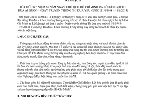 Kế hoạch 04/KH-HĐTĐKT tổ chức kỷ niệm 65 năm ngày Chủ tịch Hồ Chí Minh