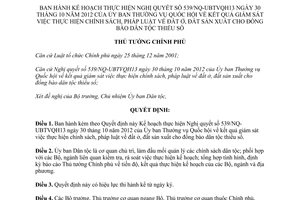 Quyết định 352/QĐ-TTg năm 2013 Kế hoạch thực hiện Nghị quyết 539/NQ-UBTVQH13