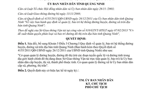 Quyết định 588/QĐ-UBND sửa đổi bảo trì hệ thống đường huyện xã Quảng Ninh