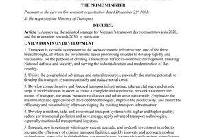 Decision No. 355/QD-TTg approving the adjusted strategy for Vietnam’s transport