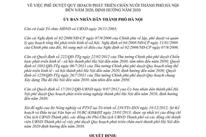 Quyết định 1835/QĐ-UBND năm 2013 Quy hoạch phát triển chăn nuôi Hà Nội đến 2020