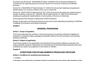 Circular No. 14/2013/TT-BNNPTNT regulation on issuing certificate of eligibility