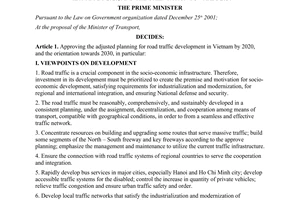 Decision No. 356/QD-TTg approving the adjusted planning for road traffic develop