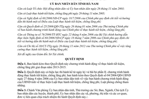 Quyết định số 242/QĐ-UBND thực hành tiết kiệm chống lãng phí 2013 -2015