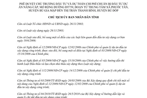 Quyết định 292/QĐ-UBND 2013 dự toán chi phí đầu tư dự án nâng cấp mở rộng ĐT759  Bình Phước