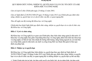 Nghị định 20/2013/NĐ-CP chức năng nhiệm vụ quyền hạn cơ cấu Bộ Khoa học Công ngệ