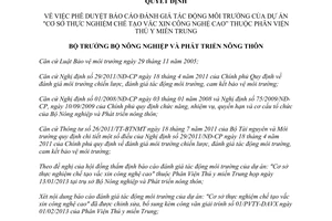 Quyết định 377/QĐ-BNN-KHCN năm 2013 báo cáo đánh giá tác động môi trường