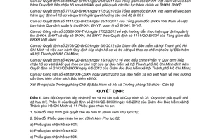 Quyết định 114/QĐ-BHXH năm 2013 sửa đổi quy trình tiếp nhận hồ sơ trả kết quả