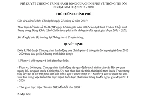 Quyết định 368/QĐ-TTg năm 2013 Chương trình hành động thông tin đối ngoại