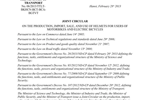 No. 06/2013/TTLT-BKHCN-BCT-BCA-BGTVT on the production importsale and use