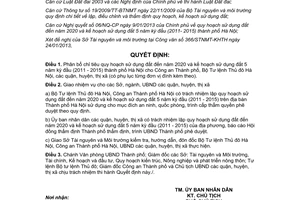 Quyết định 695/QĐ-UBND năm 2013 quy hoạch sử dụng đất đến 2020 kế hoạch 2011-2015 Hà Nội