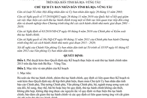 Quyết định 335/QĐ-UBND rà soát thủ tục hành chính Bà Rịa Vũng Tàu năm 2013