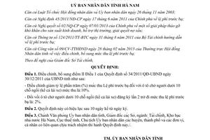 Quyết định 15/2013/QĐ-UBND điều chỉnh mức thu lệ phí trước bạ ô tô chở người