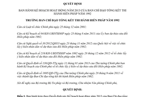 Quyết định 25/QĐ-BCĐTKHP1992 năm 2013 Kế hoạch hoạt động của Ban Chỉ đạo