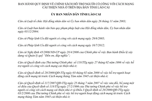 Quyết định 03/2013/QĐ-UBND Quy định chính sách hỗ trợ người có công Cách mạng