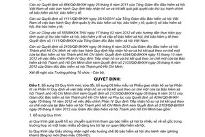 Quyết định 411/QĐ-BHXH năm 2013 bổ sung quy trình tiếp nhận hồ sơ và trả kết quả