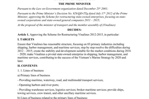 Decision No. 276/QD-TTg approving the scheme for restructuring Vietnam national
