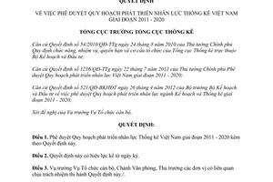 Quyết định 299/QĐ-TCTK năm 2013 phê duyệt Quy hoạch phát triển nhân lực Thống kê